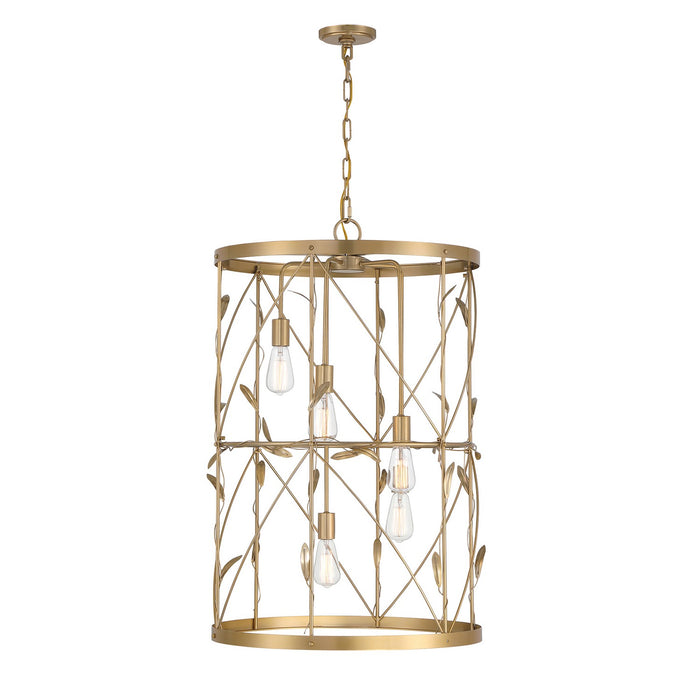 Savoy House 3-6599-5-171 Five Light Pendant, Burnished Brass