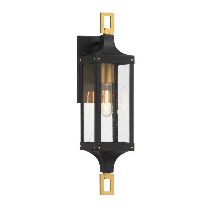Savoy House 5-275-144 One Light Outdoor Wall Lantern, Matte Black and Weathered Brushed Brass