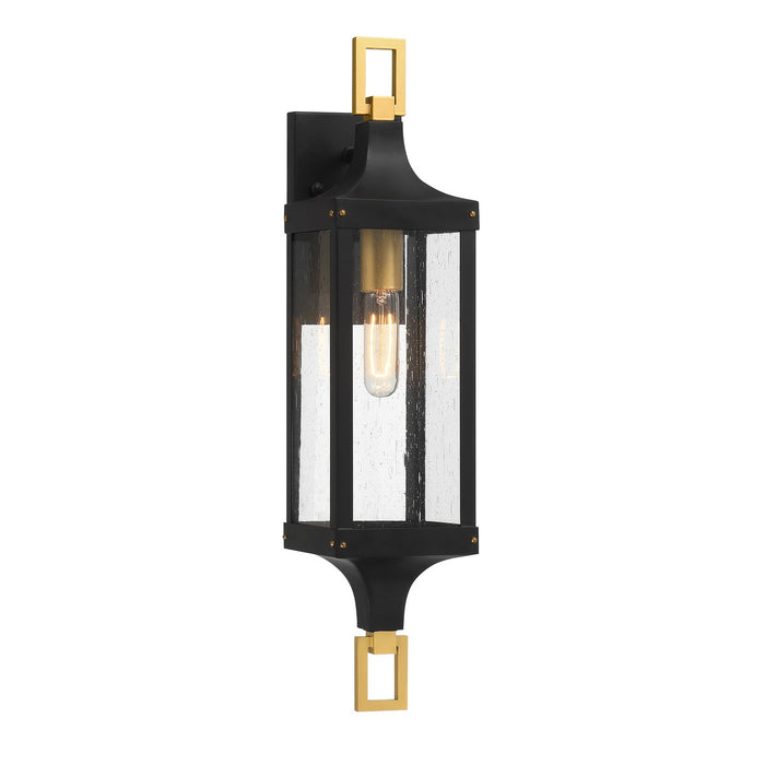 Savoy House 5-276-144 One Light Outdoor Wall Lantern, Matte Black and Weathered Brushed Brass