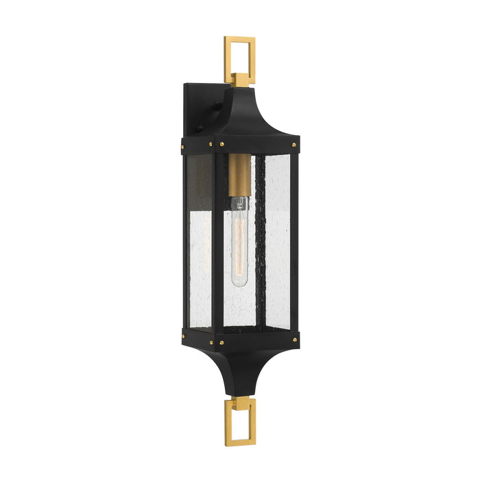 Savoy House 5-279-144 One Light Outdoor Wall Lantern, Matte Black and Weathered Brushed Brass