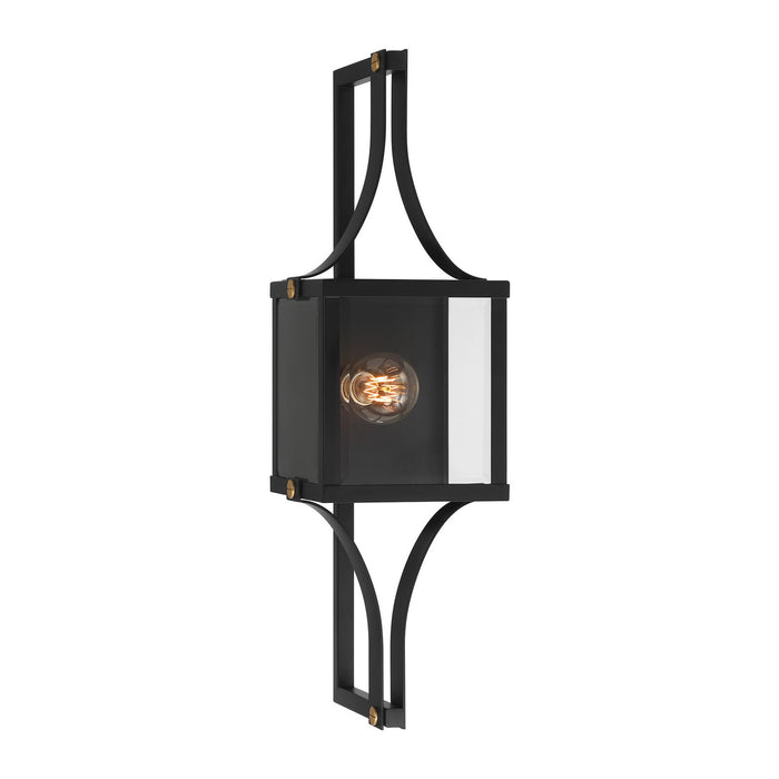 Savoy House 5-472-144 One Light Outdoor Wall Lantern, Matte Black and Weathered Brushed Brass