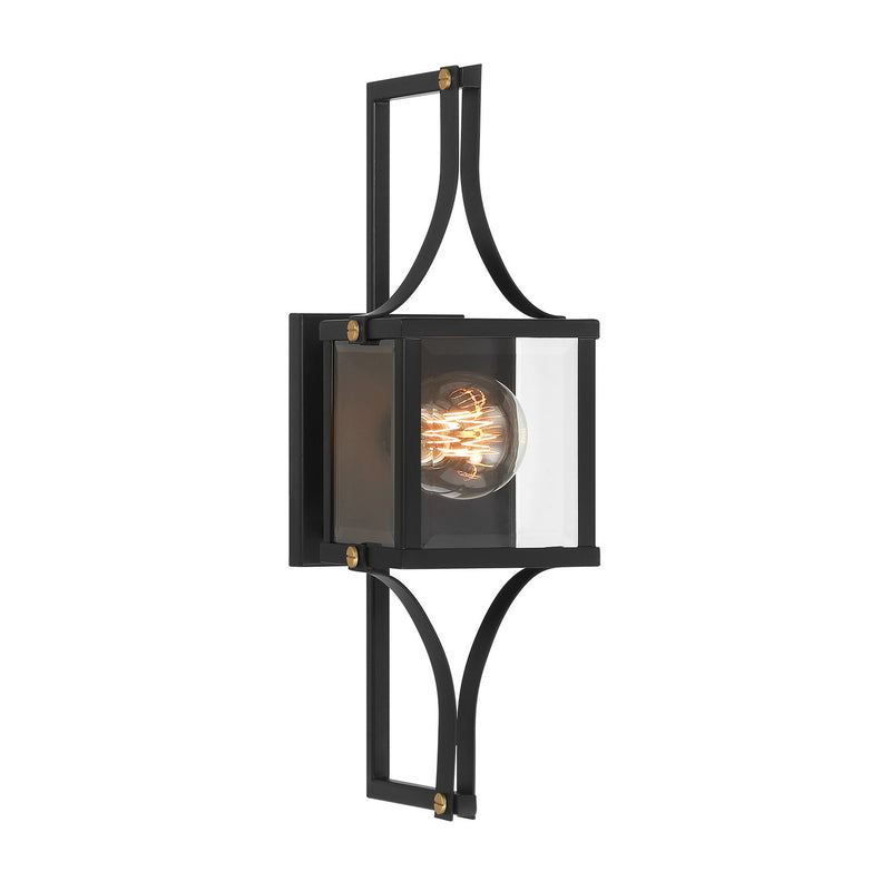 Savoy House 5-473-144 One Light Outdoor Wall Lantern, Matte Black and Weathered Brushed Brass