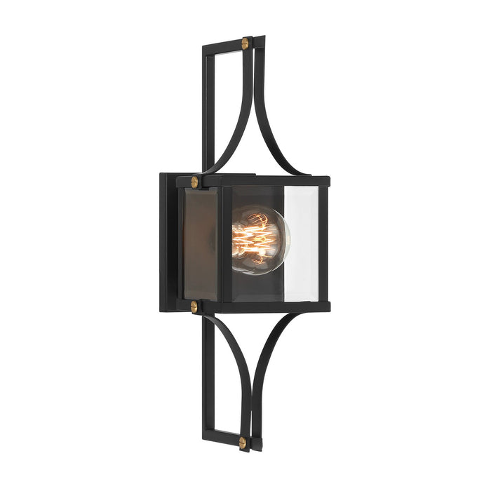 Savoy House 5-473-144 One Light Outdoor Wall Lantern, Matte Black and Weathered Brushed Brass