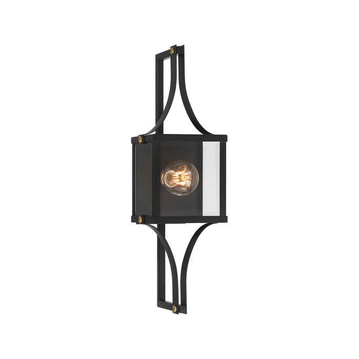 Savoy House 5-474-144 One Light Outdoor Wall Lantern, Matte Black and Weathered Brushed Brass