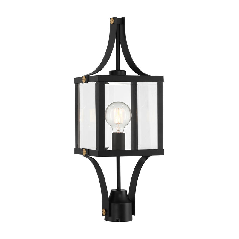 Savoy House 5-476-144 One Light Outdoor Post Lantern, Matte Black and Weathered Brushed Brass