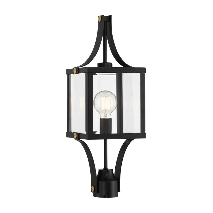 Savoy House 5-476-144 One Light Outdoor Post Lantern, Matte Black and Weathered Brushed Brass