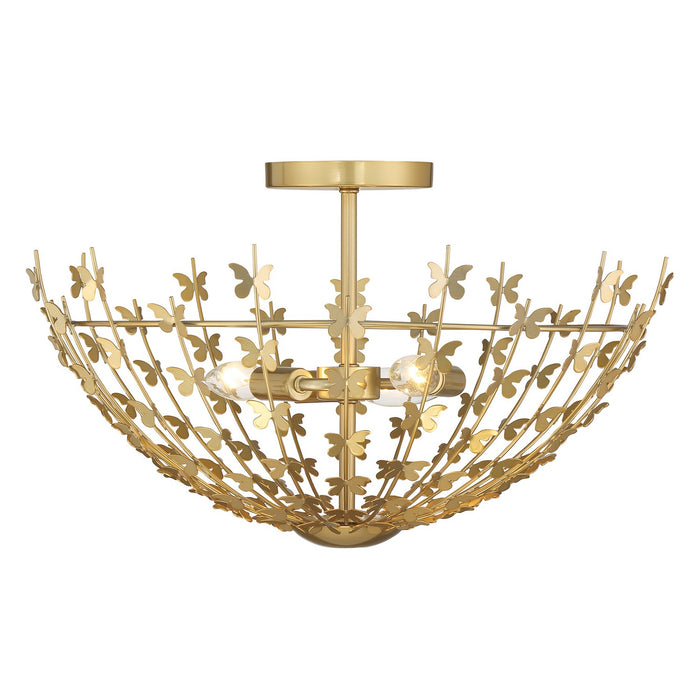 Savoy House 6-4198-3-171 Three Light Semi-Flush Mount, Burnished Brass