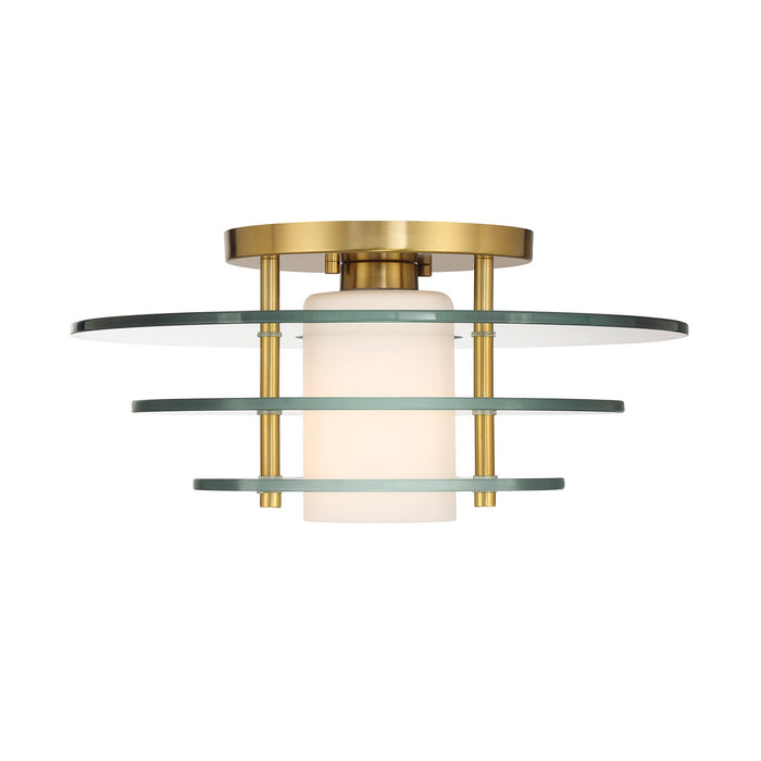 Savoy House 6-8602-1-322 One Light Semi-Flush Mount, Warm Brass