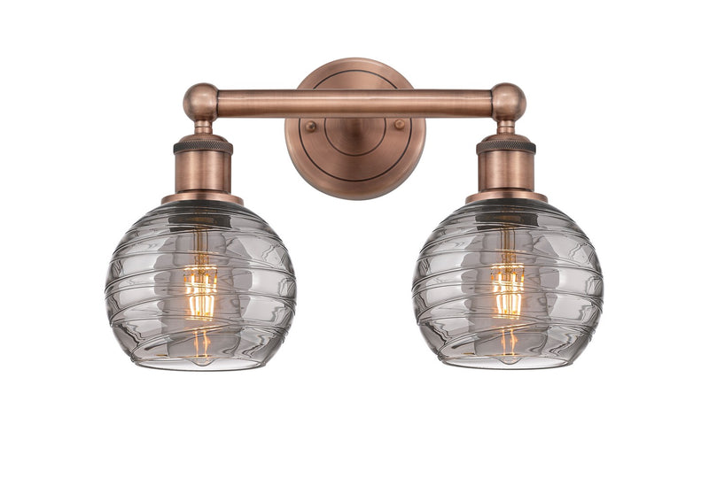 Innovations 616-2W-AC-G1213-6SM Two Light Bath Vanity, Antique Copper