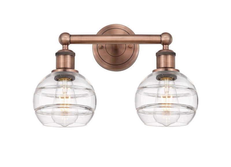 Innovations 616-2W-AC-G556-6CL Two Light Bath Vanity, Antique Copper