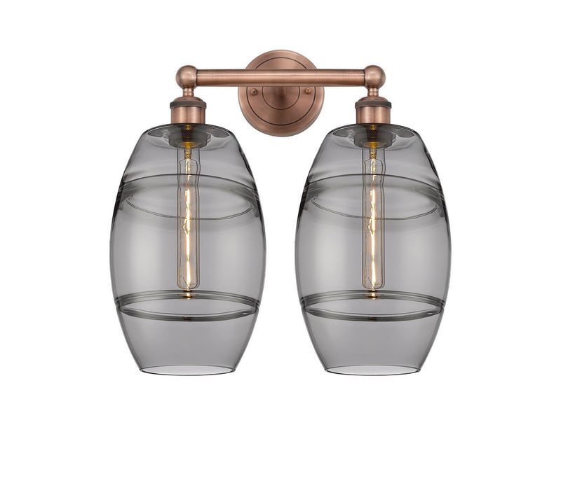 Innovations 616-2W-AC-G557-8SM Two Light Bath Vanity, Antique Copper