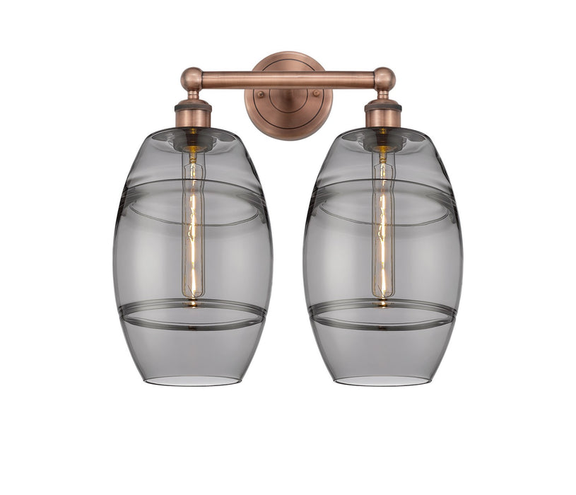 Innovations 616-2W-AC-G557-8SM Two Light Bath Vanity, Antique Copper