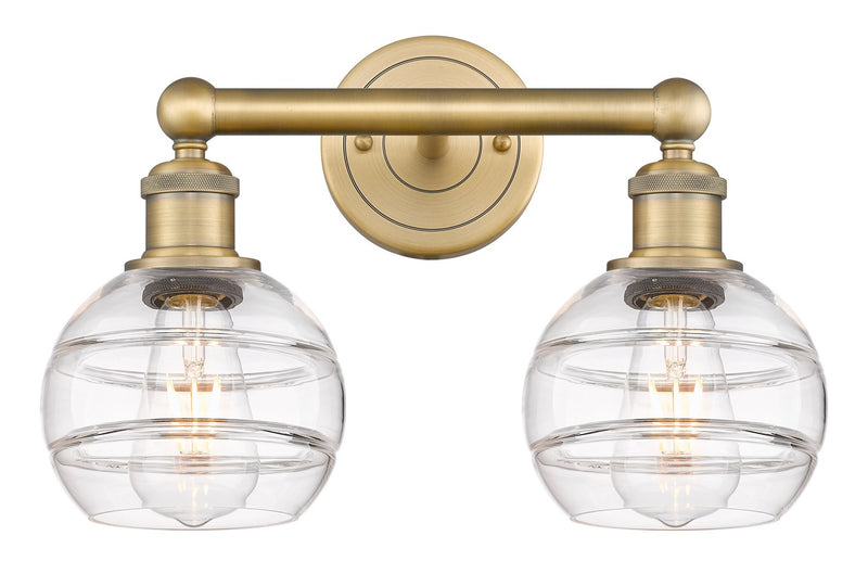 Innovations 616-2W-BB-G556-6CL Two Light Bath Vanity, Brushed Brass