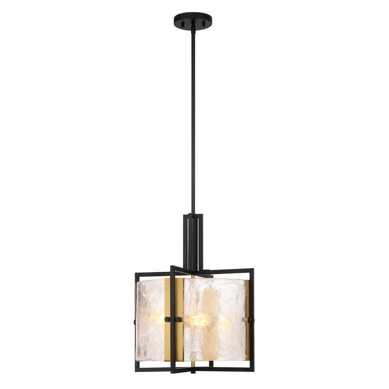 Savoy House 7-1699-3-143 Three Light Pendant, Matte Black with Warm Brass