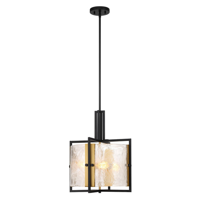 Savoy House 7-1699-3-143 Three Light Pendant, Matte Black with Warm Brass