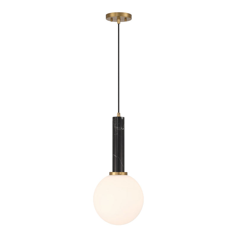 Savoy House 7-2902-1-263 One Light Pendant, Black Marble with Warm Brass