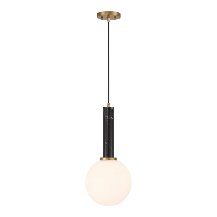 Savoy House 7-2902-1-263 One Light Pendant, Black Marble with Warm Brass