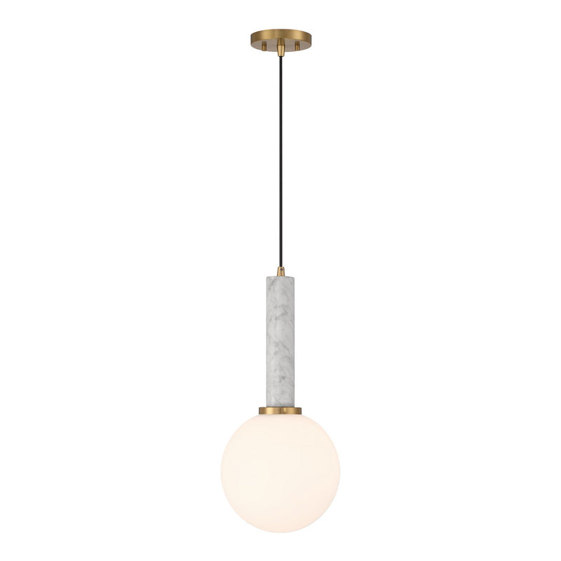 Savoy House 7-2902-1-264 One Light Pendant, White Marble with Warm Brass