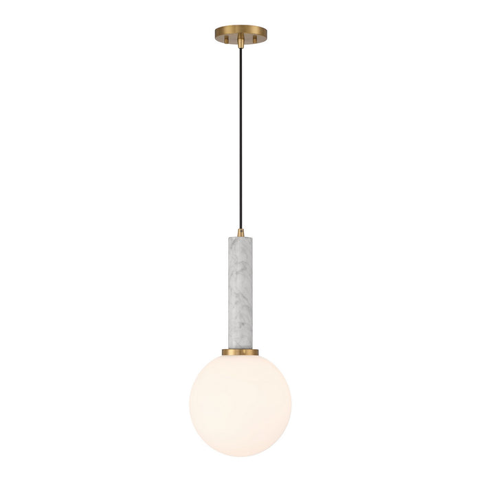 Savoy House 7-2902-1-264 One Light Pendant, White Marble with Warm Brass