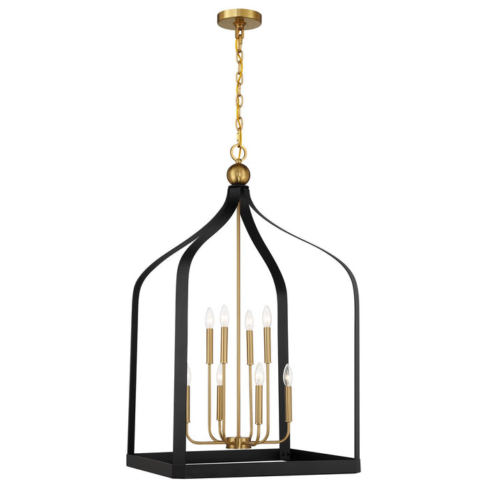 Savoy House 7-7800-8-143 Eight Light Pendant, Matte Black with Warm Brass