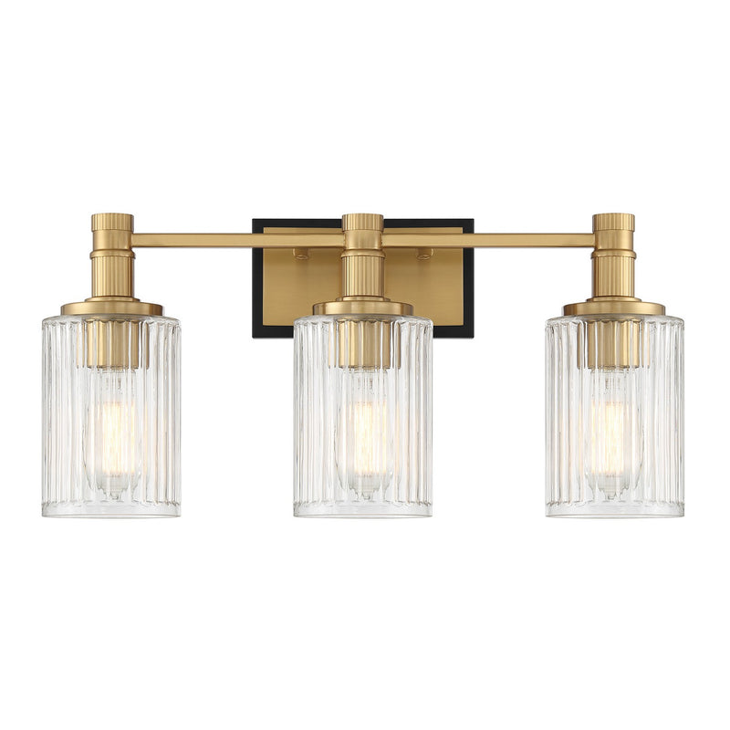 Savoy House 8-1102-3-143 Three Light Bathroom Vanity, Matte Black with Warm Brass
