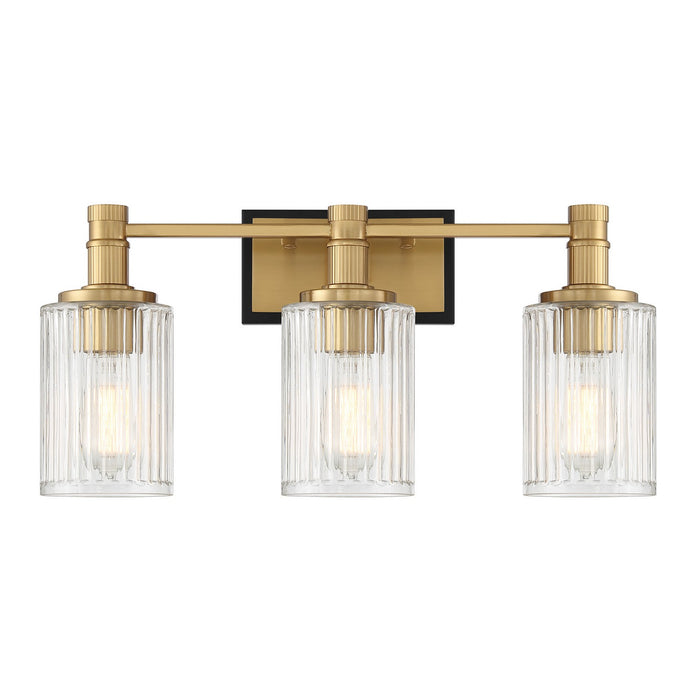 Savoy House 8-1102-3-143 Three Light Bathroom Vanity, Matte Black with Warm Brass
