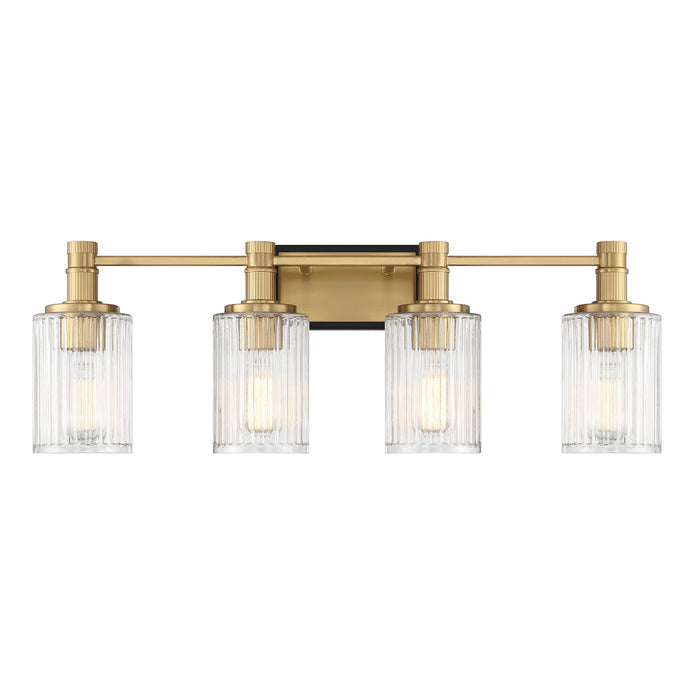 Savoy House 8-1102-4-143 Four Light Bathroom Vanity, Matte Black with Warm Brass