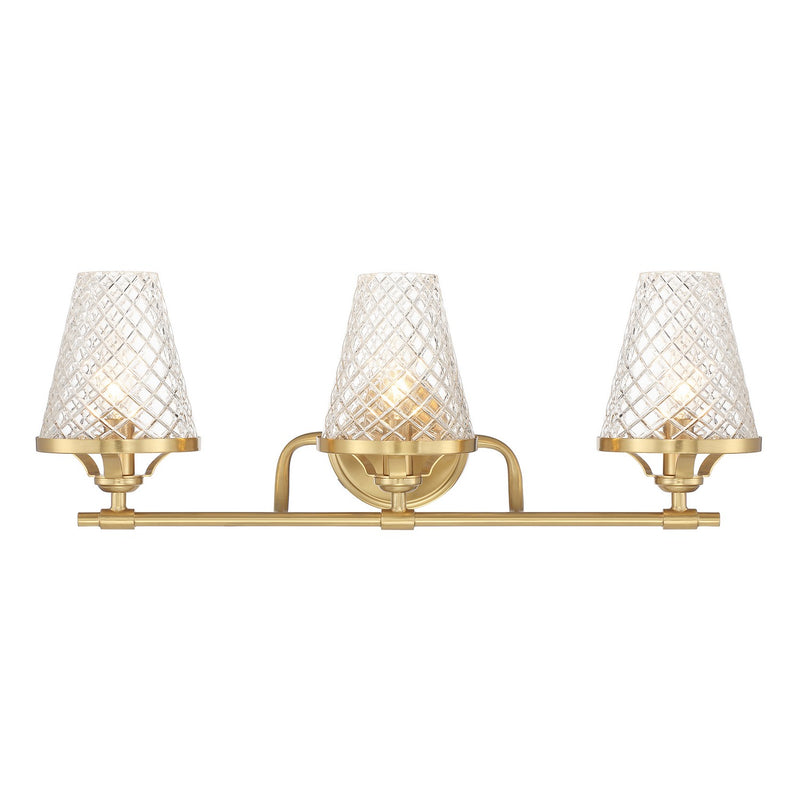 Savoy House 8-3596-3-322 Three Light Bathroom Vanity, Warm Brass