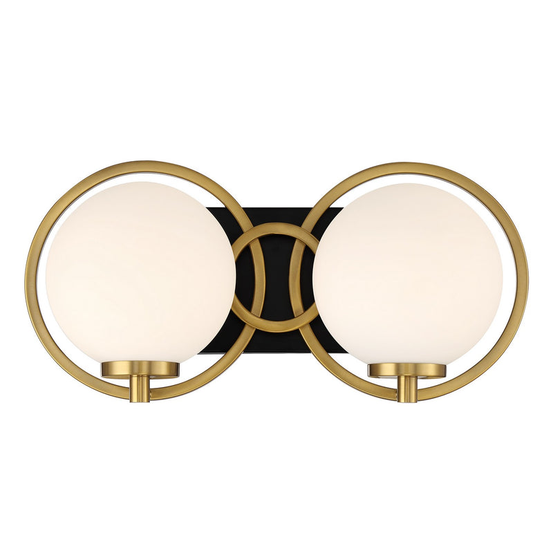 Savoy House 8-6180-2-143 Two Light Bathroom Vanity, Matte Black with Warm Brass