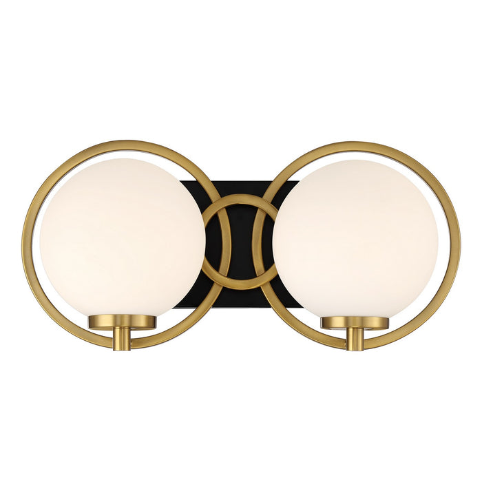 Savoy House 8-6180-2-143 Two Light Bathroom Vanity, Matte Black with Warm Brass