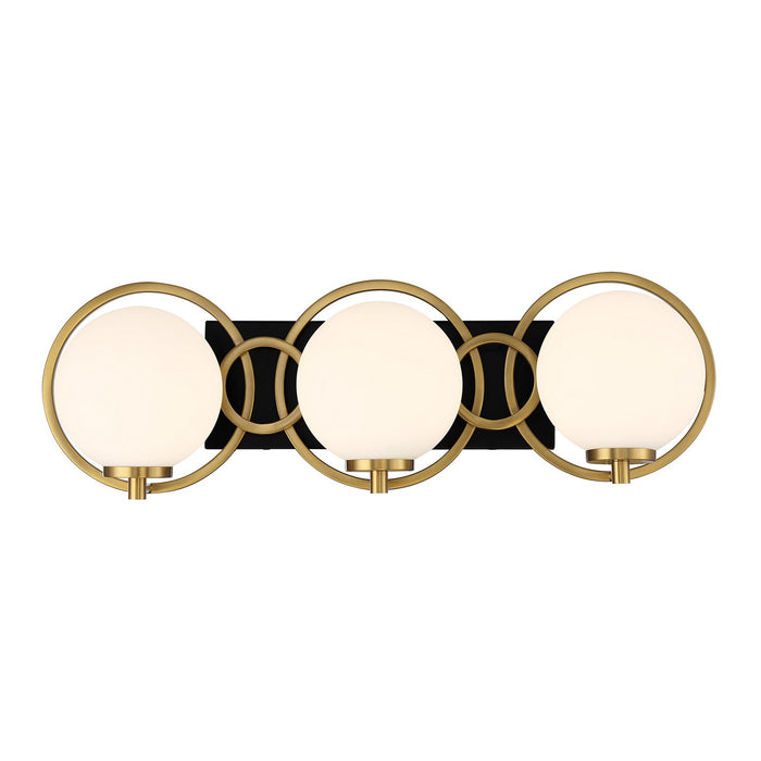 Savoy House 8-6180-3-143 Three Light Bathroom Vanity, Matte Black with Warm Brass