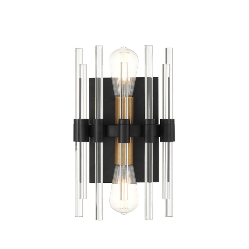 Savoy House 9-1935-2-143 Two Light Wall Sconce, Matte Black with Warm Brass