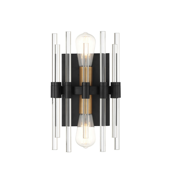 Savoy House 9-1935-2-143 Two Light Wall Sconce, Matte Black with Warm Brass