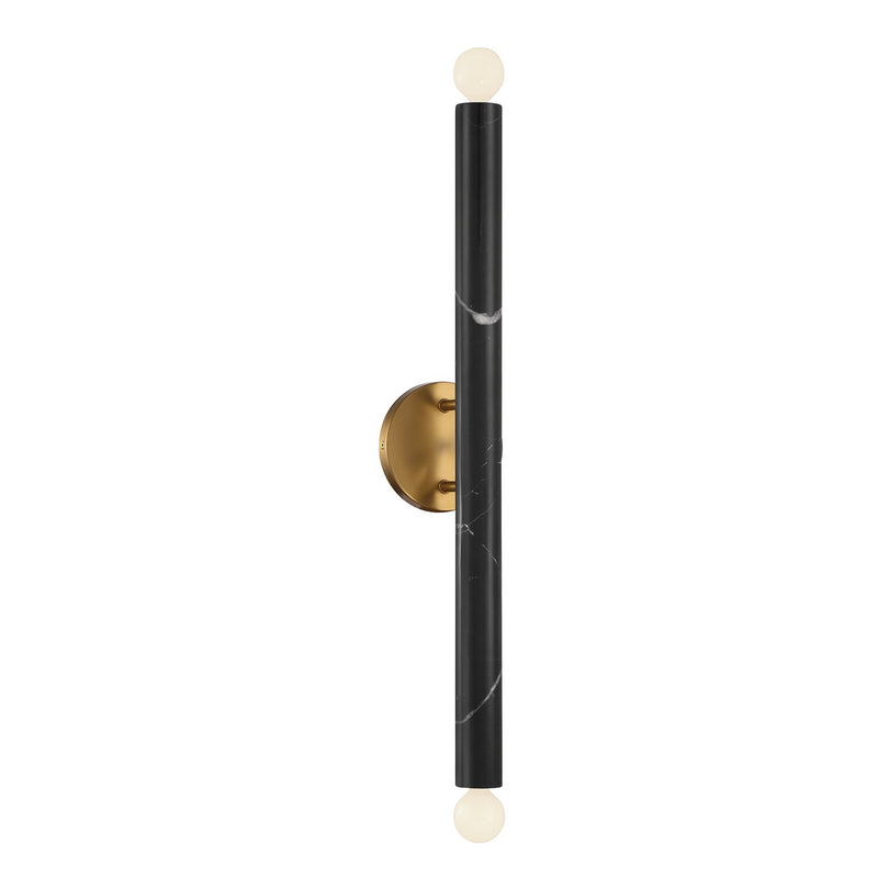 Savoy House 9-2901-2-263 Two Light Wall Sconce, Black Marble with Warm Brass