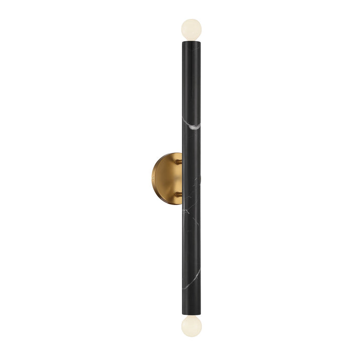 Savoy House 9-2901-2-263 Two Light Wall Sconce, Black Marble with Warm Brass