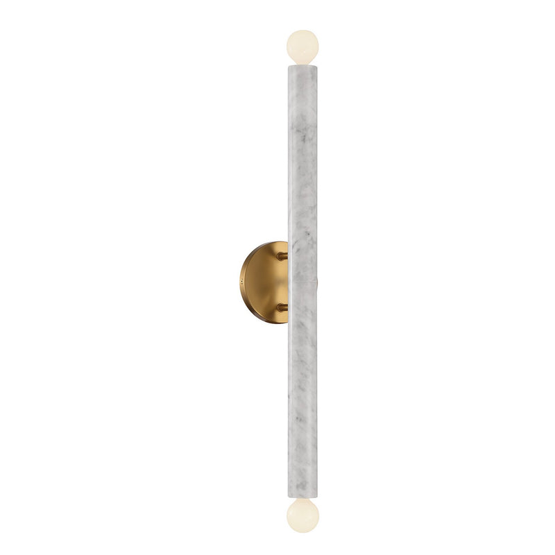 Savoy House 9-2901-2-264 Two Light Wall Sconce, White Marble with Warm Brass