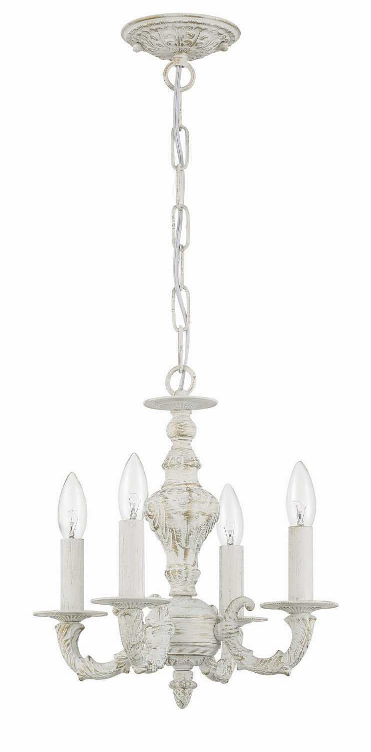 Crystorama 5124-AW Four Light Mini Chandelier, Antique White