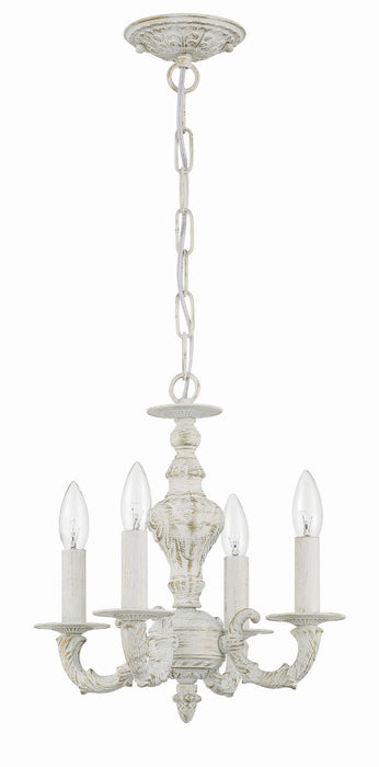 Crystorama 5124-AW Four Light Mini Chandelier, Antique White