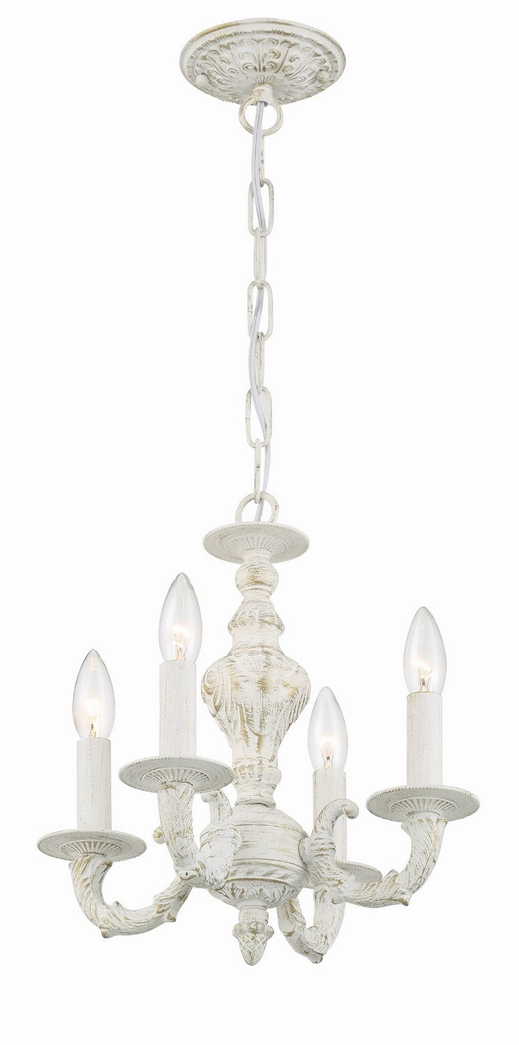 Crystorama 5124-AW Four Light Mini Chandelier, Antique White