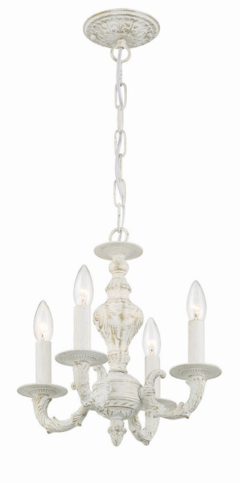 Crystorama 5124-AW Four Light Mini Chandelier, Antique White