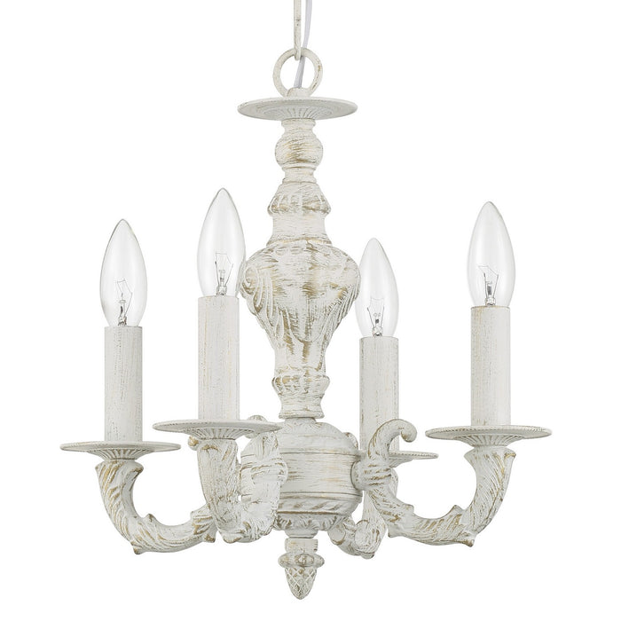 Crystorama 5124-AW Four Light Mini Chandelier, Antique White