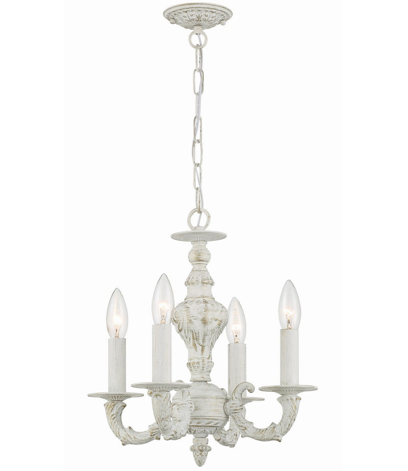 Crystorama 5124-AW Four Light Mini Chandelier, Antique White