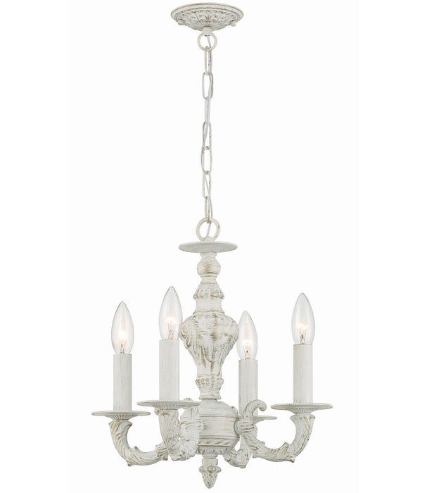 Crystorama 5124-AW Four Light Mini Chandelier, Antique White