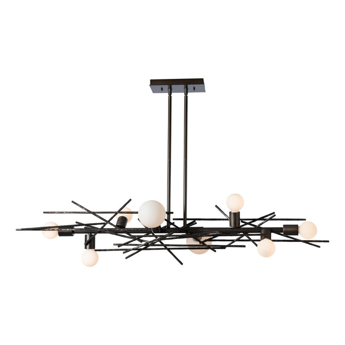 Hubbardton Forge 131087-SKT-MULT-07 Eight Light Linear Pendant, Dark Smoke