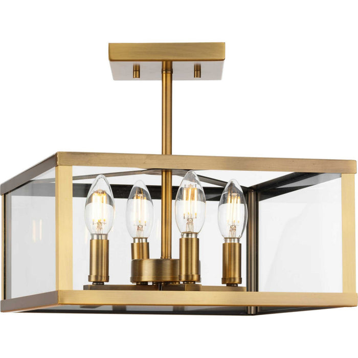 Progress Lighting P350264-163 Four Light Semi-Flush Mount, Vintage Brass