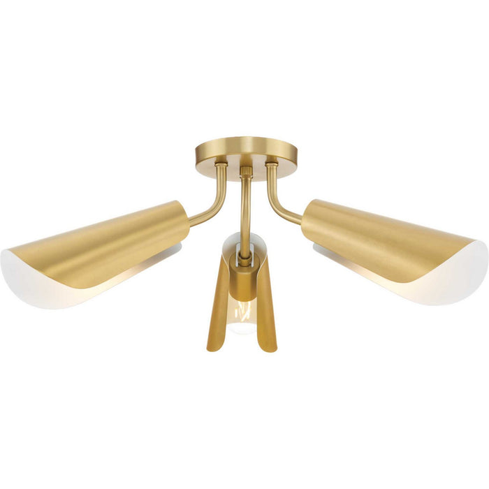 Progress Lighting P350272-191 Three Light Flush Mount, Brushed Gold