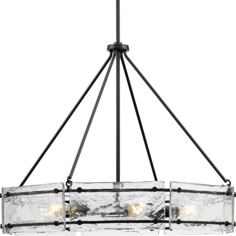 Progress Lighting P400355-31M Six Light Chandelier, Matte Black