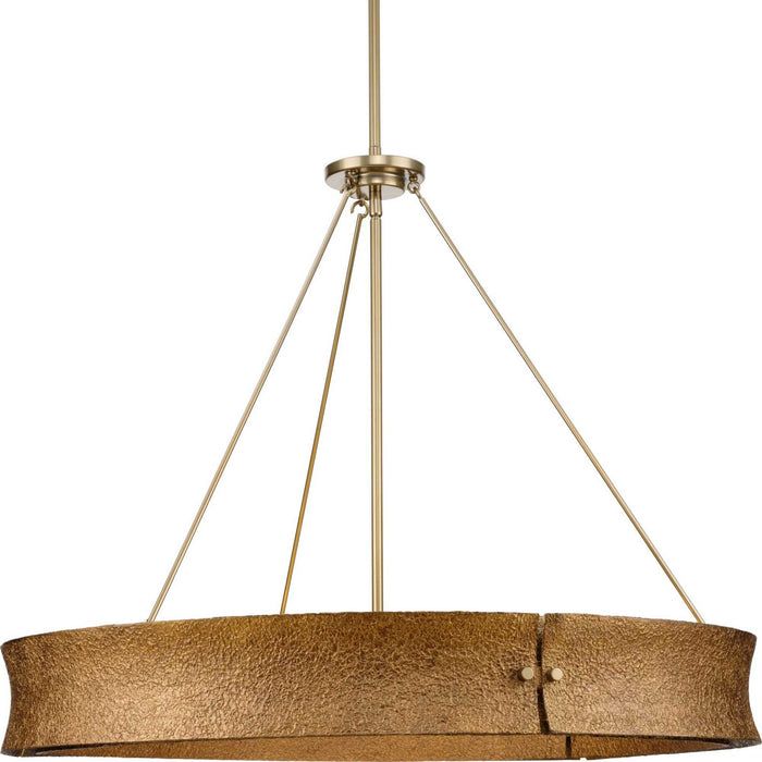 Progress Lighting P400358-205 Six Light Chandelier, Soft Gold