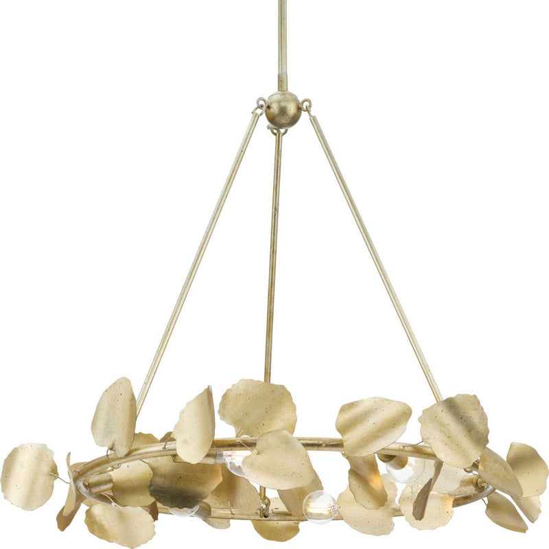Progress Lighting P400359-176 Six Light Chandelier, Gilded Silver
