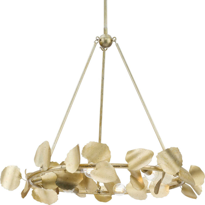 Progress Lighting P400359-176 Six Light Chandelier, Gilded Silver